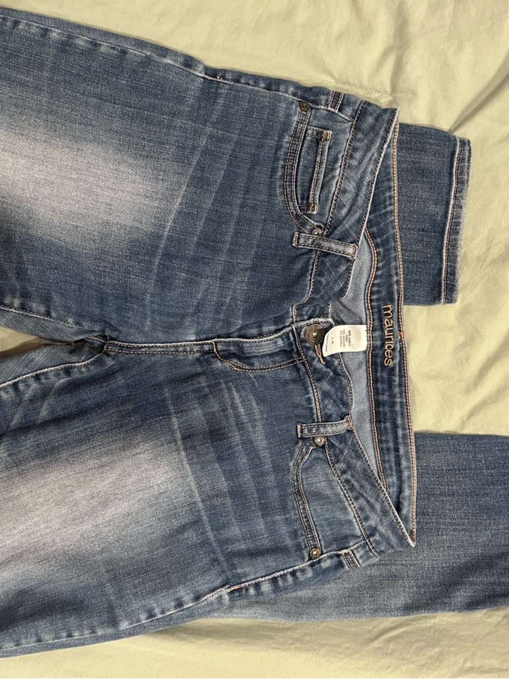 Maurices Blue Stretch Jeggings with Faded Finish